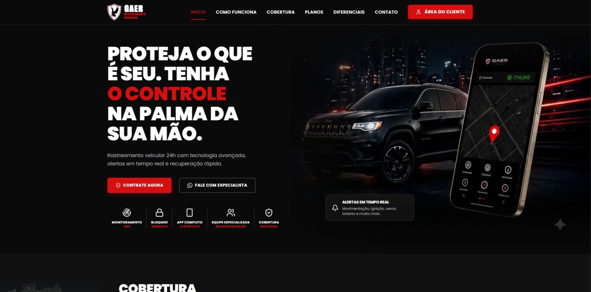 Interface responsiva do site e formulário de captação da Franquia Gaer Brasil